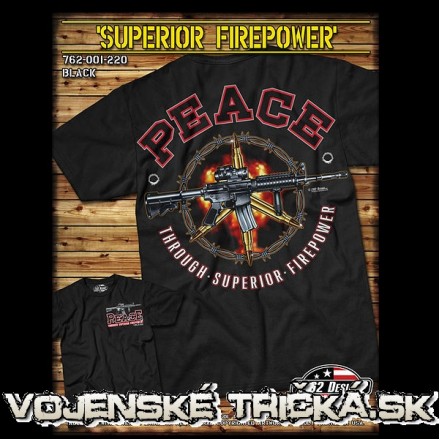 Army tričko s agresívným motívom - Peace firepower